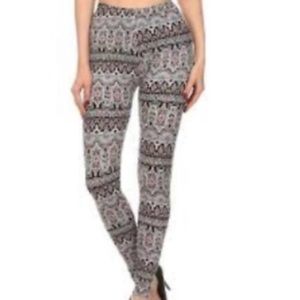 SoSo Brown Black and Cream Print Leggings